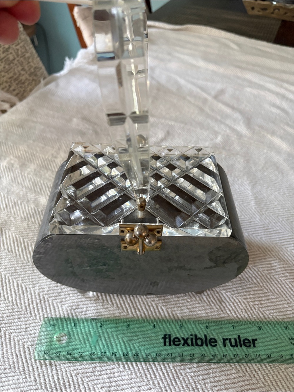 1950’s Gray Lucite Box Purse with Clear Lucite Handle - Made in Miami